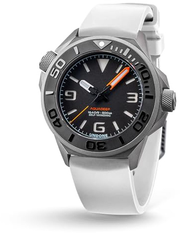 Undone Aquadeep Automatische Taucheruhr für Herren, 43 mm, 500 m wasserdicht, Armbanduhr für Taucher für Herren mit Gummiband