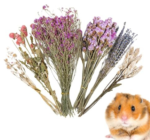 Flower Hamster Bedding | Small Animal Flowers Habitat Decor | Natural Theme Cage Decoration | Cage Accessories