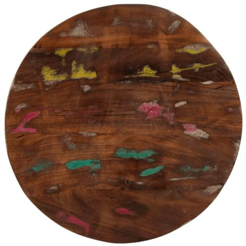 Buzaza Tischplatte Ø 60x3,8 cm Tabletop Holzlatten Schreibtischplatte Massivholzplatte Tischplatte Rund Altholz Massiv