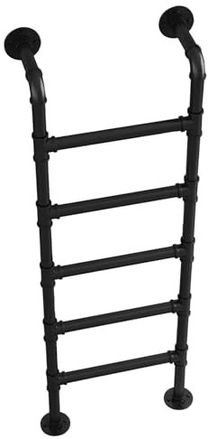 TATITZRO Metallleiter 47/49/50/52/59/79'' RV Etagenbettleiter, 4-8 Stufen Schmiedeeisen Höhe EIN- und Ausstiegsleiter, Kellerfenster Ausstiegsleiter, Schwarz (185cm/73in)