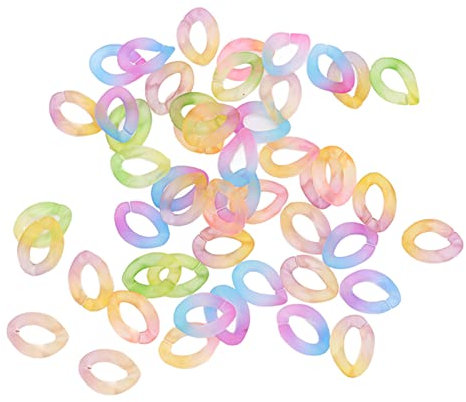 50 Stück Kettenglied Buntes abnehmbares Acryl Offenes Kettenglied Schmuck machen Kettenschnalle Dekoration Solide Mischfarbe, Acrylmaterial, Einfach zu montieren, (Transparente zwei Farben)