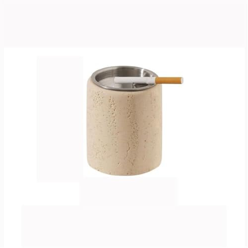 SDA287MZ Aschenbecher Travertin-Aschenbecher, Edelstahl-Liner-Aschenbecher, Trichter-Aschenbecher, perfekt for Innen- und Außenbereiche wie Zuhause, Büro, Café, Hotel usw. Windaschenbecher