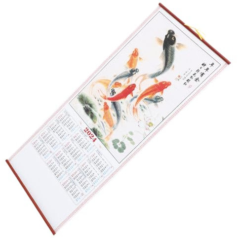 DIYEAH Calendrier Mural Chinois 2024 Calendriers Quotidiens Chinois Chine à Retourner Traditionnel s Défilement Du Nouvel An s Annuel Papier