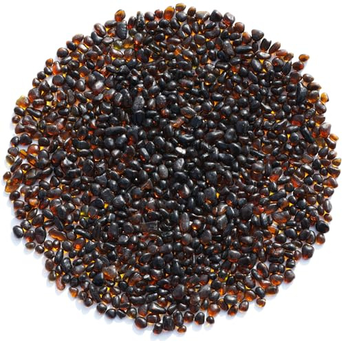 QYGL Sea Glass Stones - Brown Clear Glass Pebbles Gemstones - Perfect for Aquarium Rocks, Fish Tank Gravel, Vase Fillers, DIY Crafts, and Home Decor (0.9LB/14oz)