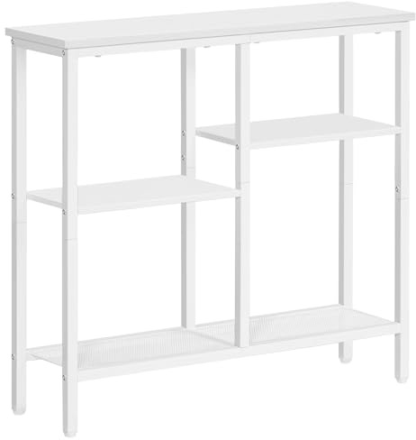 HOOBRO Schmaler Konsolentisch, 75 cm Beistelltisch, Flurtisch, Kleiner Ausstellungstisch, Sofatisch für kleinen Raum, für Eingang, Flur, Weiß EWW79XG01
