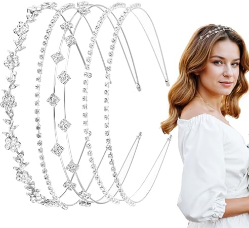 4 stycken bröllop brud diadem, silver glitter diadem, strass kristall hårband, glitter hårsmycken för kvinnor, brudsmycken hår eleganta tillbehör för kvinnor flickor