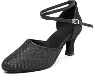 Hixingo Tanzschuhe Damen Latein,7cm Latein Tanzschuhe für Damen High Heels Riemchenpumps Spangenpumps Schuhe Salsa Elegante Sandalen für Cha-Cha Ballroom, Cocktail-Partys (Schwarz,39)
