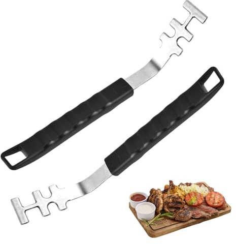 HDBHSBE Grill Grate Lifter 2Pcs 10.8x1.4in Stainless Steel Grill Grate Lifter Tool with PP Handle Anti-scald Tool for BBQ, Charbroil and More