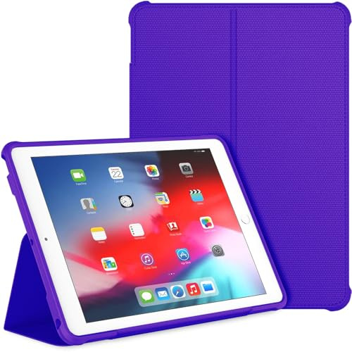 TXWLLIU Hülle für iPad 6. Generation/iPad 5. Generation 9,7 Zoll 2018/2017, Doppelt Faltbarer Ständer mit Stoßfester TPU-Rückseite, Automatischem Schlafen/Aufwachen, Dunkelviolett