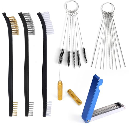 lasuroa Kit Pulizia Carburatore, Set 13 Fili Pulizia 8 Spazzole in Nylon 10 Aghi 1 Piccone Affilato Utensili per la Cleaner del Carburatore per Tosaerba Moto Quad Motoseghe Pistole a Spruzzo