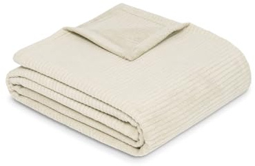 Ibena Cord Decke 150x200 cm - Baumwollmix weich, Made in Germany, warm & waschbar, Kuscheldecke beige mit Cord Struktur