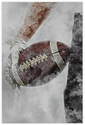 Aquarell American Football Kunstgemälde Leinwand Poster Schlafzimmer Dekor Landschaft Büro Zimmer Dekor Geschenk 20 x 30 cm