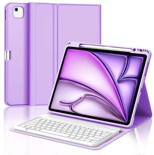 IVEOPPE Tastiera iPad Air 13 M4 2026/M3 2025/M2 2024, Cover Tastiera Italiano QWERTY Magnetico Staccabile Bluetooth con Portapenna per iPad pro 12.9 3-6 Gen 2022/2021/2020/2018, Viola Chiaro
