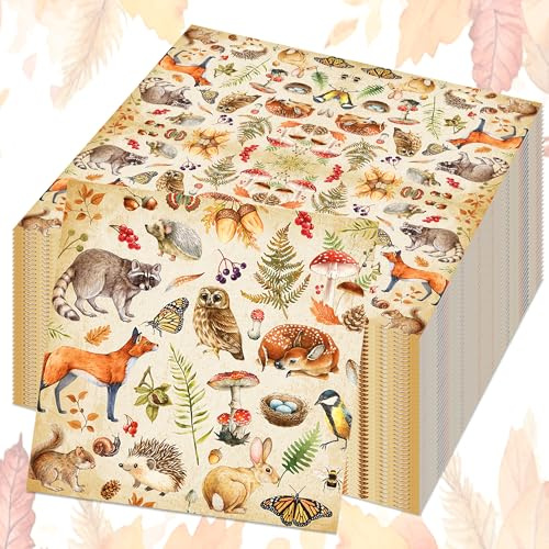LaVenty Waldtier servietten Pilzwald Pilzmuster Papierservietten Waldtier | Waldtier servietten Pilzwald Pilzmuster Papierservietten Waldtier Party Dekorations für Hochzeiten Babypartys und Geburtstage