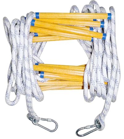 Fire Escape Rope Ladder, 3M/9.8FT Fire Escape Safety Rope, Emergency Safety Climbing Rescue Rope Ladder, Multi-purpose Soft Nylon Evacuation Ladder with 2 Hooks