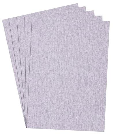 Rebower 5 Pcs 220 Grit Sandpaper 3.87 x 5.5 Inch Sand Paper Purple Alumina | Abrasive Sanding Paper for Wood Craft & Furniture Repair & DIY Projects & Drywall Metal Auto Grinding