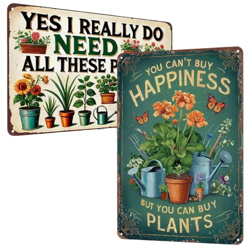 2 Pack Garden Wall Art, 30x20cm Vintage Metal Signs Quotes | Metal, for Gardeners Outdoor Decor Fence Patio Greenhouse Gardening Gifts Women Men