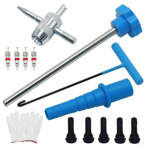Kit de herramientas de instalación de vástago de válvula compatible con válvulas estándar que se encuentran en la mayoría de coches, camiones, SUV y vehículos de motor de dos ruedas (23 piezas)