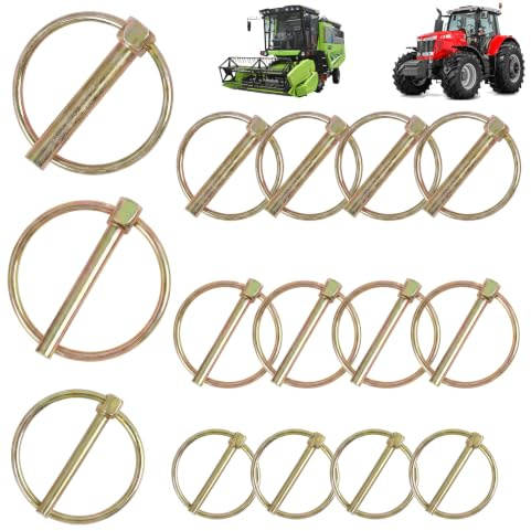 15 PCS Goupilles De Assorties,Goupille De Verrouillage De Tondeuses,Goupille Agricole En Acier Galvanisé Avec Anneau,Pasadores Tractor,Goupilles De Sécurité Clips Pour Tracteurs Agricoles
