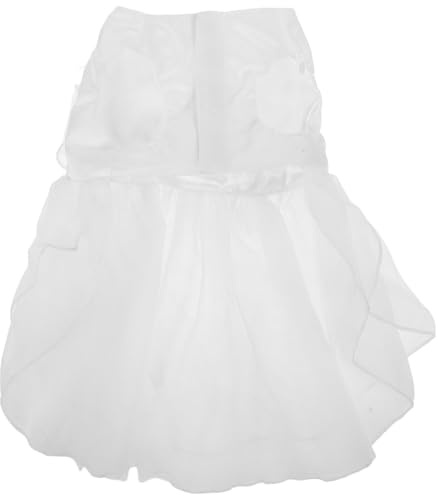 HYTROVE Tutu Hundebekleidung Weiß, Komfortables Tüllkleid mit Schlichtem Schleifenakzent, Für Kleine Hunde und Katzen bei Festlichen Anlässen und Hochzeiten