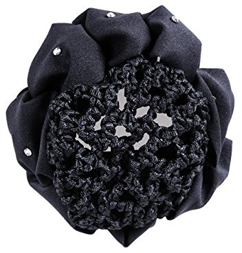 QHP Haarschleife Flower Haarnetz elastisch Universalgröße Strass diverse Farben