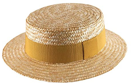Classic Italy - Boater Kreissäge Strohhut Canotier - Size 51 cm - 63-Moutarde