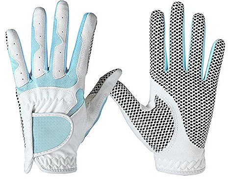 Holiberty Fashion Golf Gloves, Women's Ladies Girls All Weather Leather Golf Gloves with Non-Slip Grip, Soft, Breathable, Wear-Resistant, A Pair/2 Pack for Left & Right Hand Golf Rain Gloves