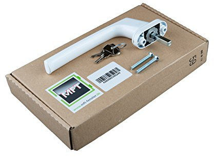 MFT PSK Drehgriff für Schiebetür I abschließbarer Griff für Terrassentür – Aluminium Druckguss Balkontür - weiß RAL9016 – Kipptürgriff mit Aussperrsicherung - Stiftlänge 35mm