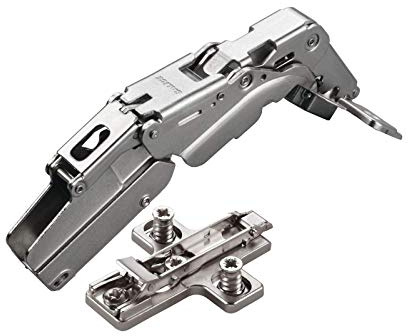2 x Salice Topfband 155° Serie 200 Bohrbild T52 Innenanschlag | inkl. Kreuz-Montageplatte Höhe 6 mm mit vormontierten Euroschrauben und Exzenterverstellung Topfscharnier von SOTECH