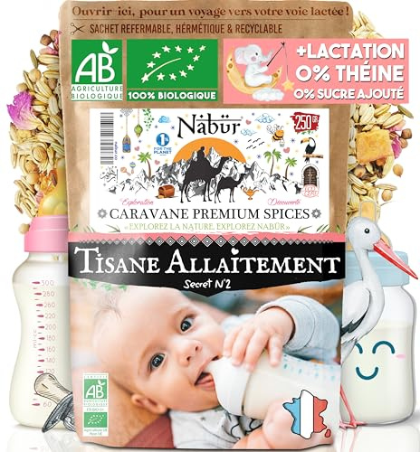 250 gr Tisane Allaitement BIO #2 | Favorise l'Allaitement Maternel | Favorise la Lactation Maternelle | | Fenouil, Carvi, Coriandre, Pomme, Rose - NABÜR
