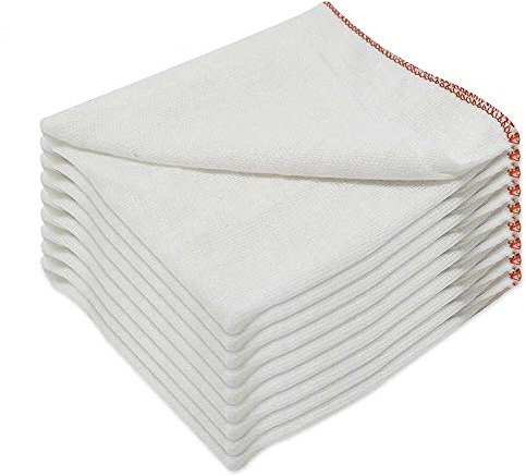 Pack of 10-50 White Dish Cloth 100% Cotton, Double Layered Reusable Kitchen Cleaning & Dish Drying Cloth, Soft Absorbent Lint-Free Kitchen Towel 40 x 45 cm