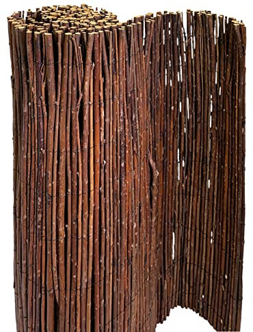 NOOR Weidenmatte Premium 0,9 x 4,5m I Natürliche Weiden-Sichtschutzmatte mit verwobenem, verzinktem Draht für hohe Stabilität I Terrassen- und Balkon-Windschutz