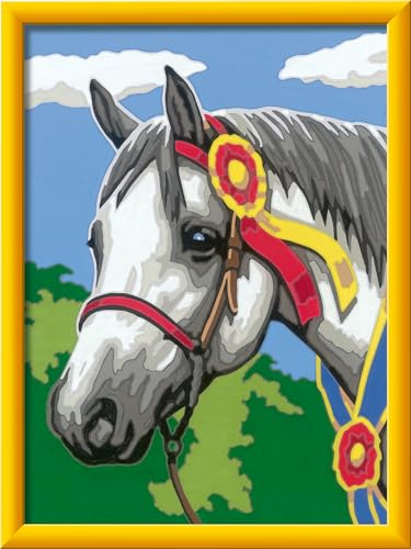 Ravensburger CreArt 20063 - Stolzes Turnier-Pferd - Malen nach Zahlen ab 9 Jahre, Malset mit Rahmen, Pinsel und Acrylfarben, Geschenk für Mädchen und Jungen, mit Stickern