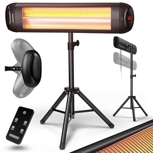 MONZANA® Stufa Elettrica a Infrarossi MZH2500 2500W Treppiede 110-175cm Telecomando Timer 24h Riscaldamento Esterno