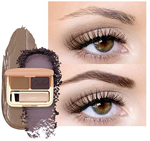 Oulac Augenbrauen Palette 2 in 1-Wasserfester Augenbrauen Gel Langanhaltende Augenbrauenpuder,Auffüllenden Fasern für Dichter Wirkende Farbe langanhaltendes Ergebnis mit Pinsel Spiegel Strawburn