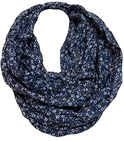 J26 Blume Blümchen Rose Seide Sommer Loop Farbverlauf Silk Uni Rundschal Schlauchschal Stola Schal leicht Tuch (Dunkelblau), 160 x 48cm