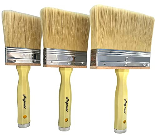 Magimate Deck Stain and Sealer Block Paint Brushes on Wood, Walls, Furniture, Shed and Fence, Large and Thick Bristle Paint Brushes, 3-inch, 4-inch and 6-inch Assortment, Set of 3