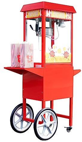 Restaurantware Nur Einkaufswagen: Hi Tek Popcorn-Ständer für 237 ml Popcorn-Macher, 1 roter Popcorn-Wagen – Popcorn-Maschine separat erhältlich, 2 Räder und 2 feststellbare Rollen,