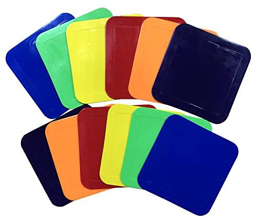 Ace Creations 9 Zoll quadratische Poly-Vinyl Spot Marker - Trainingsbohrer mit Schulstudios, Sportmannschaften, Leichtathletik, Fußball, Baseball, Vorschule, Kindergarten - 12 Stück