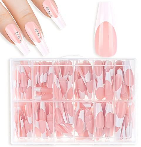 cobee 360 Stück Press on Nails Künstliche Nägel Zubehör mit Displasy Aufbewahrungsbox und Nagelfeile (Trapez)