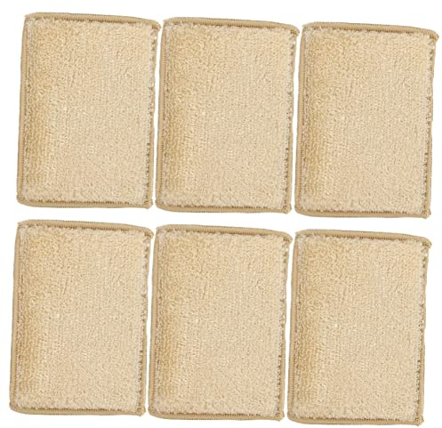 ORFOFE 6pcs Bamboo Sponge Dish Sponges for Washing Dishes Reusable Bamboo Fiber Compact Kitchen Cleaning Tools for Wok and Daily Use