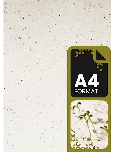 Netuno 5x Samenpapier DIN A4 21x29,7 cm Büttenpapier handgeschöpft | 180g einzigartiges handgemachtes Blütenpapier mit Blumensamen zum Einpflanzen für Einladungen & Gastgeschenke