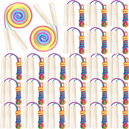 Pullcrease 24 Pcs Rainbow Jump Rope 8.53 ft Cotton Adjustable Skipping Rope