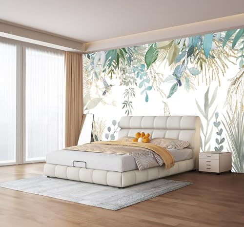 MWSSEGGE 3D Papier Peint Tropical Plantes, Feuilles, Oiseaux Papier Peint Panoramique Pour Salon Chambre Chambre D'Enfant Décoration Murale (300x210 cm)
