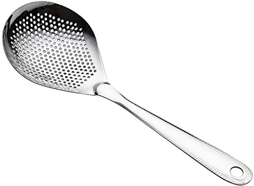 Cuchara Ranurada Espumadera de cocina, colador de acero inoxidable, cuchara de filtro, olla caliente espesada, colador de fideos for bolas de masa hervida, filtro pequeño Espumadera Cucharas Ranuradas