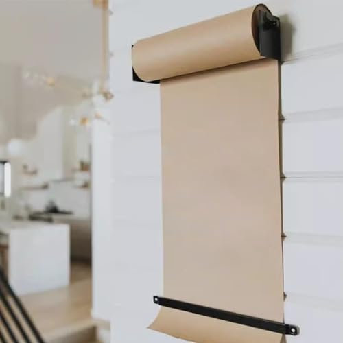 Butcher-Papierspender, Schneider, Schwarz, Butcher-Papierrollenhalter, Wandmontage, robuste hängende Kraftpapierrolle für Sondermenüs, Tageslisten, Analysen, Memos (Farbe: Schwarz, Größe: 67 cm/26,4