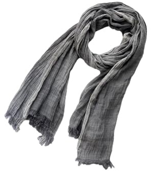 REHJJDFD Écharpe pour homme à rayures en coton et lin - Écharpes chaudes en Pashmina pour homme - Courtes houppes, gris, Taille unique