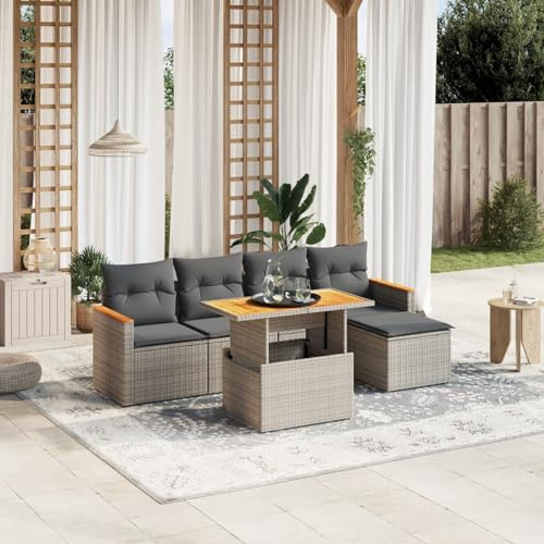 Amorsee Balkon Lounge Verstellbare Tischplatte Loungemöbel Balkon Sofa Rattan Gartensofa Gartenlounge Klein Ecklounge Lounge Möbel Outdoor Gartenmöbel Ecksofa Balkonmöbel Balkonsofa L Form