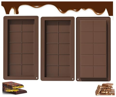 Hitopin 3 Pezzi Cioccolatini Stampo Silicone, Mini Stampo per Barretta di Cioccolato, Stampi per Cioccolatini in Silicone, Stampo Tavoletta Cioccolato, per Cioccolatini,Caramelle Cucina Stampo