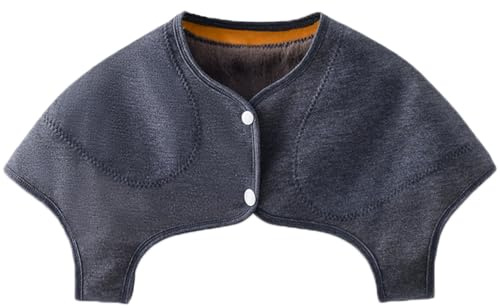 Chauffe-épaules sans manches - Gilet thermique - Rembourrage d'épaule épais - Doublure en peluche - Chauffe-dos - Pour homme et femme - Bandage d'hiver élastique - Support d'épaule pour dormir - Gris
